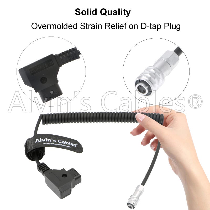Alvin's Cables BMPCC 4K 6K to D Tap Power Cable for Blackmagic Pocket Cinema Camera 4K| 6K| pro Weipu 2 Pin Female to P Tap Coiled Cable - Image 2
